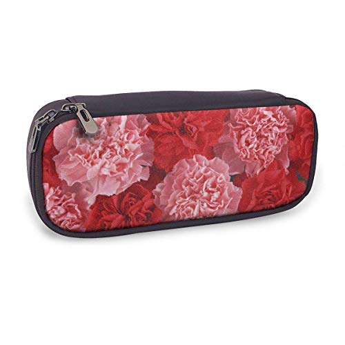 huatongxin Estuche para lápices Pink Peony Estuche para lápices de cuero de gran capacidad Estuche para lápices de papelería multifunción Estuche para maquillaje