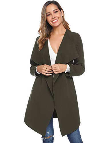iClosam Gabardina para Mujer Chaqueta Fina con cinturón Gabardina Abrigo Outwear Señoras Cascada Cárdigan de Manga Larga