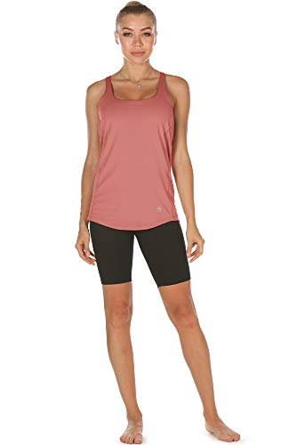 icyzone Camiseta de Fitness Deportiva de Tirantes para Mujer Cruzado-Cruzado 2 en 1 Chaleco Deportivo (XL, Peony)
