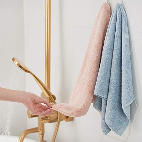 IENPAJNEPQN Toalla de baño for el hogar for Adultos Toalla de Cabello seco de Terciopelo Cortado en Color Puro Terciopelo de Coral Espesar Lanzamiento Envuelto de Secado rápido (Color : Pink)