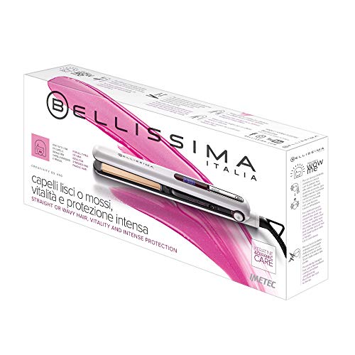 Imetec Bellissima B9 400 - Plancha para el pelo, peinado liso u ondulado, revestimiento de cerámica y queratina, placas redondeadas