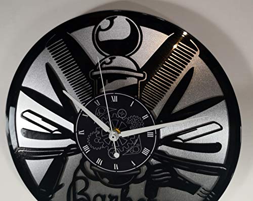 Instant Karma Clocks Reloj de Vinilo Doble de Pared instantáneo Karma Idea Regalo Vintage Barba peluquería salón Belleza barbería Shop (Plata), silencioso