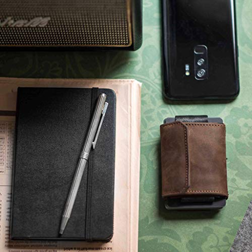 JAIMIE JACOBS Cartera Hombre Nano Boy Pocket Cartera Minimalista Slim Wallet Cartera Clip Cartera Pequeña Tarjetera Fina Pinza para Billetes Billetero para Hombres (Bronceado Oscuro)