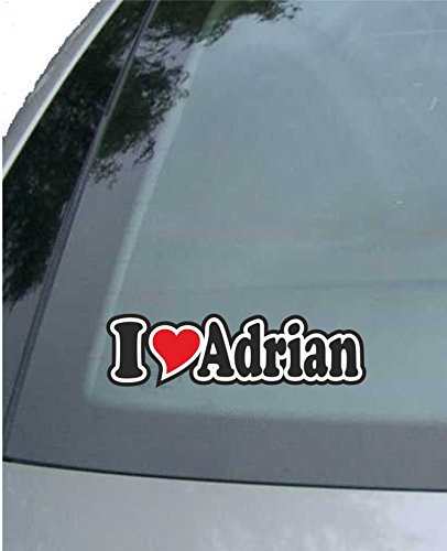 JINTORA - Etiqueta - Pegatina para el Coche I Love Heart - Amo con Corazon 15 cm - I Love Adrian - Camión portátil con Ventana - Pegatina con el Nombre de la Mujer niño Hombre