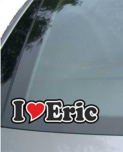 JINTORA - Etiqueta - Pegatina para el Coche I Love Heart - Amo con Corazon 15 cm - I Love Eric - Camión portátil con Ventana - Pegatina con el Nombre de la Mujer niño Hombre