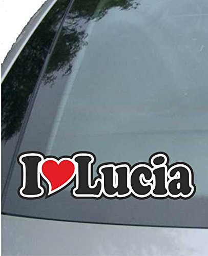 JINTORA - Etiqueta - Pegatina para el Coche I Love Heart - Amo con Corazon 15 cm - I Love Lucia - Camión portátil con Ventana - Pegatina con el Nombre de la Mujer niño Hombre