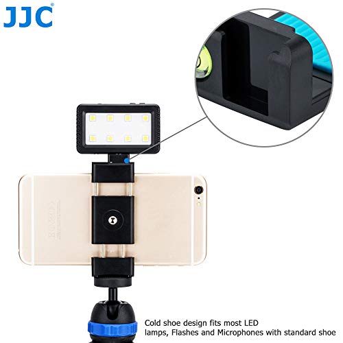 JJC Adaptador para Trípode Soporte Universal con Montaje de Zapata Fría Trípode Selfie Stick Monopod Cabeza de Tornillo Estándar de 1/4-20, Ajustable de 56-105mm Soporte para Smart Teléfonos (Azul)