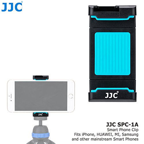 JJC Adaptador para Trípode Soporte Universal con Montaje de Zapata Fría Trípode Selfie Stick Monopod Cabeza de Tornillo Estándar de 1/4-20, Ajustable de 56-105mm Soporte para Smart Teléfonos (Azul)