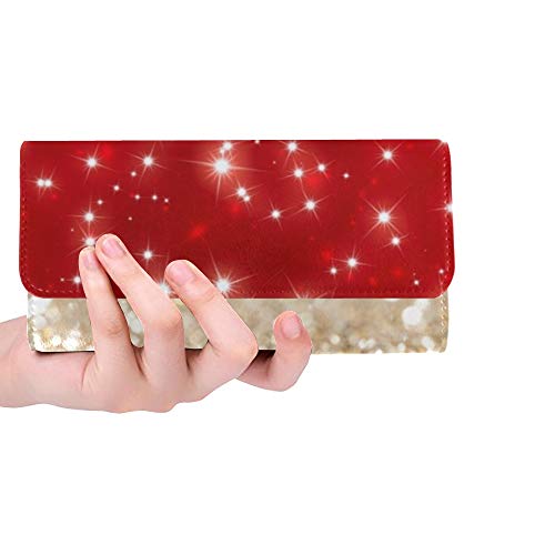 JOCHUAN Estrellas centelleadas abstractas de encargo únicas de la Navidad Foto de archivo Bolso largo de la caja del portatarjetas de crédito del monedero de la cartera triple de las mujeres