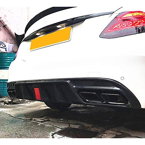 JTAccord Protector de Parachoques difusor de alerón Trasero de Labios de Fibra de Carbono Real Mercedes Benz Clase C W205 Sport C43 AMG Sedan 4 Puertas 2015-2020, Accesorios
