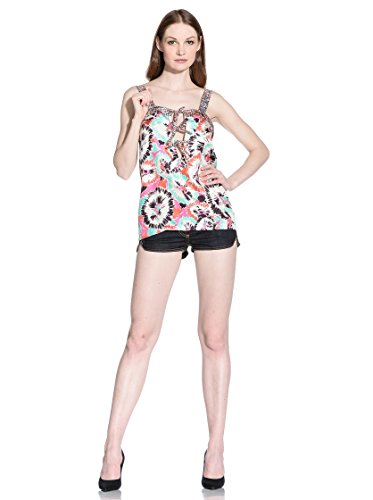 Just Cavalli - Top de seda, diseño de fantasía multicolor 40
