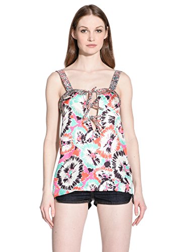 Just Cavalli - Top de seda, diseño de fantasía multicolor 40
