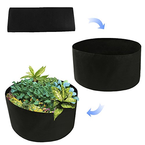 JYCRA Tissu Jardinière surélevée, 100/150 Gallon rond plantation à nourriture Sac de plantation Pot de fleurs Pot pour plantes, fleurs Légumes, Tissu, Noir, Dia 46 x H 22inch