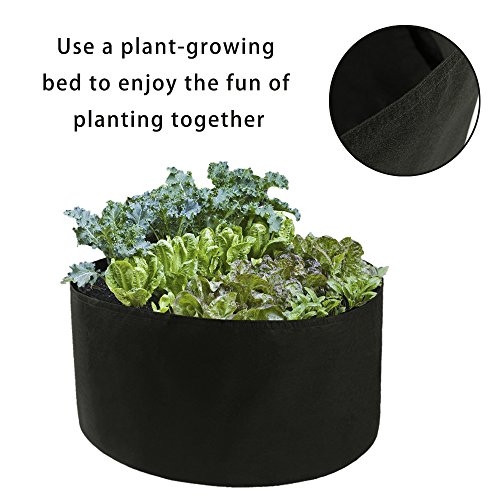 JYCRA Tissu Jardinière surélevée, 100/150 Gallon rond plantation à nourriture Sac de plantation Pot de fleurs Pot pour plantes, fleurs Légumes, Tissu, Noir, Dia 46 x H 22inch
