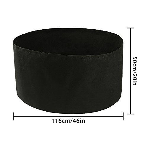 JYCRA Tissu Jardinière surélevée, 100/150 Gallon rond plantation à nourriture Sac de plantation Pot de fleurs Pot pour plantes, fleurs Légumes, Tissu, Noir, Dia 46 x H 22inch