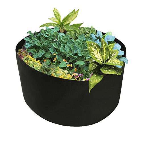 JYCRA Tissu Jardinière surélevée, 100/150 Gallon rond plantation à nourriture Sac de plantation Pot de fleurs Pot pour plantes, fleurs Légumes, Tissu, Noir, Dia 46 x H 22inch