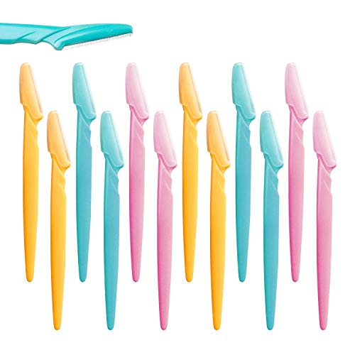 JZZJ 12 Piezas de Maquinillas de Afeitar Cejas Navajas de Cejas para Remover Pelo Facial de Mujeres y Hombres
