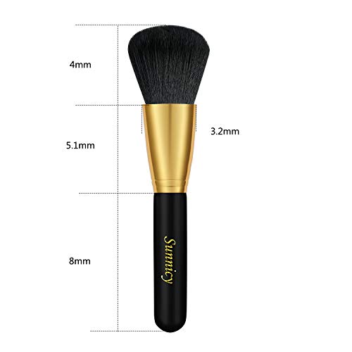 Kabuki Large Bronzer Brush Brocha para polvos sueltos, maquillaje para el Blending Blush Makeup (Negro-oro)