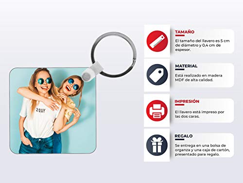 Kembilove Llavero Personalizado con Foto - Novio, Novia, Marido, Mujer, Personaliza el Llavero Cuadrado con tu Mejor Foto - Regalo para San Valentín, Aniversario, Navidad - Regalo Original