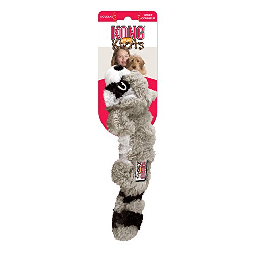 KONG - Scrunch Knots Raccoon - Juguete con Cuerdas internas antirrotura - para Perros de Raza Pequeña/Mediana