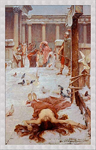 Kunst für Alle Cuadro con Marco: John William Waterhouse Saint Eulalia - Impresión artística Decorativa con Marco, 60x100 cm, Plata cepillada