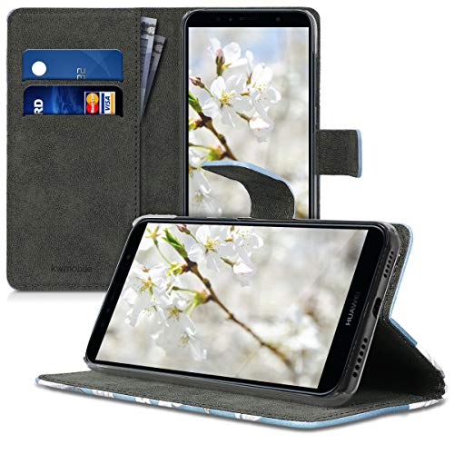 kwmobile Funda Compatible con Huawei Y6 (2018) - Carcasa de Cuero sintético Magnolias - con Tarjetero