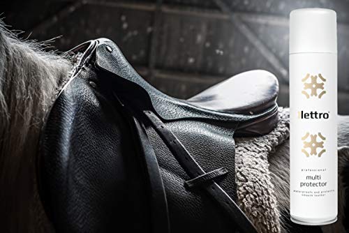 Lettro Multi Protector - Spray Impermeabilizante para Cuero, Textiles y Tejidos, Repele el Agua y la Suciedad - para Riendas de Caballo, Tapicerías, Muebles, Chaquetas, Zapatos y Bolsos, 400 ml