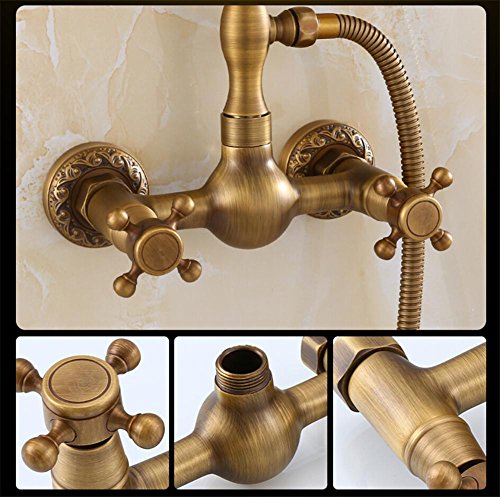 Lleno De Cobre Europea Antiguo Shower Shower Suit Retro Caliente Y Frío Simple Teléfono Grifo De Baño De Ducha Set , 2