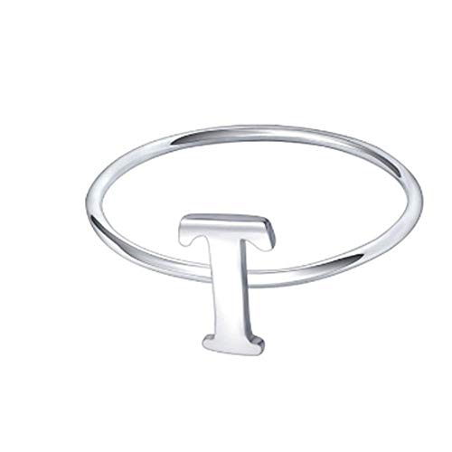 LMKAZQ 925 Anillo de Plata esterlina Anillo de Letras Nombre Inicial Joyas de Glamour Accesorios Femeninos, 4-Size9