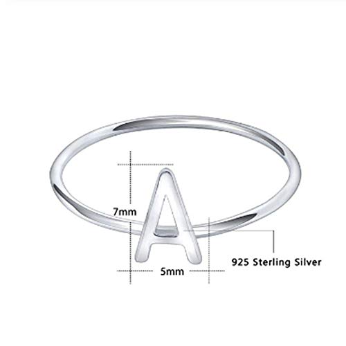 LMKAZQ 925 Anillo de Plata esterlina Anillo de Letras Nombre Inicial Joyas de Glamour Accesorios Femeninos, 4-Size9