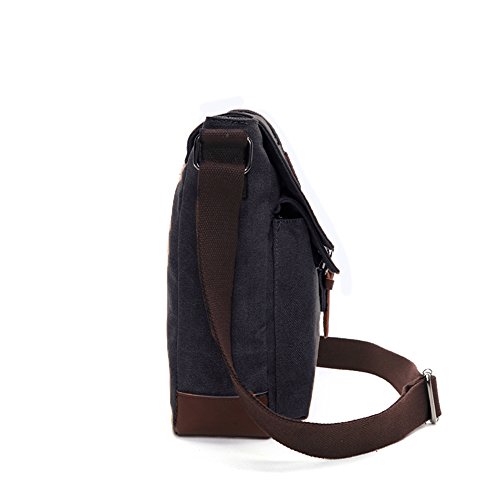 LOSMILE Hombres Lona Bolso de Bandolera La Bolsa de Mensajero Bolsa de Lona Bolsa de Hombro Messenger Bag. (M, Negro)