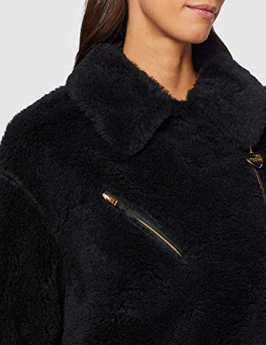 Love Moschino Full Zip Faux Furry Coat Abrigo, (Black C74), Small para Mujer