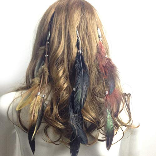 Lurrose 3 unids Pluma Extensiones de Cabello Vintage Pluma Diadema Accesorios de Decoración de Pelo para Niñas Mujer (Color Mezclado)