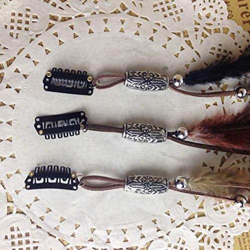 Lurrose 3 unids Pluma Extensiones de Cabello Vintage Pluma Diadema Accesorios de Decoración de Pelo para Niñas Mujer (Color Mezclado)