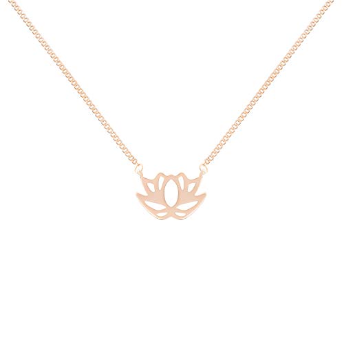 LUUK LIFESTYLE Collar de plata de ley 925 con colgante de flor de loto y cita Happiness, joya de mujer, tarjeta de regalo, amuleto, rosé