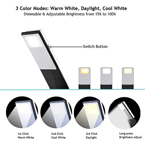 Luz de Lectura, OriFiil LED Lampara Lectura Libros, USB Recargable, 3 modos de color con brillo ajustable, Flexible Pinza para Lectores Noche, E-Reader, Estudio, Cama, Tablet