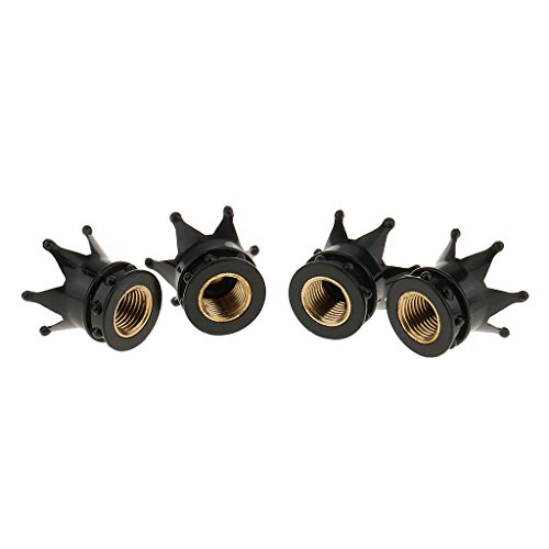 MagiDeal 4pcs Tapones de Válvula Neumático Forma Corona Guardapolvo Vehículos - Negro