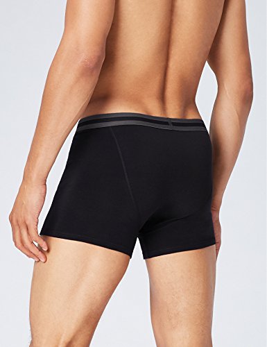 Marca Amazon - find. Calzoncillo Corto de Algodón Hombre, Pack de 5, Multicolor (Black X3, Charcoal X2), M, Label: M