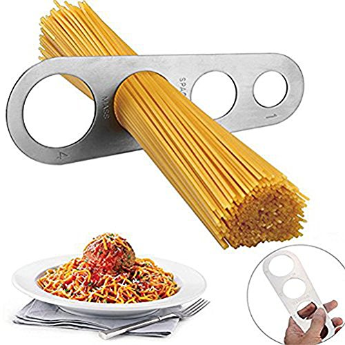 MINGZE Herramienta de medición de Espagueti Fideos de Acero Inoxidable, Medidor de Pasta, Gadgets de Control de porción de Pasta con 4 Orificios