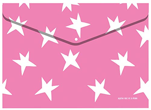 MIQUELRIUS 16047 - Pack de 4 Sobres A4 de Polipropileno Cierre Clic Agatha Ruiz de la Prada Estrellas
