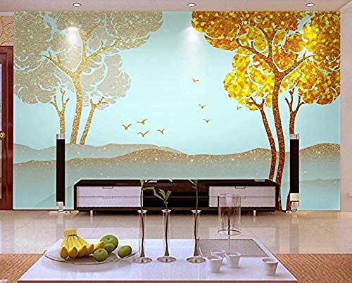 Moderno árbol abstracto de la montaña del pájaro que vuela para los murales del papel pintado de los Pared Pintado Decoración dormitorio Fotomural sala sofá mural dormitorio background-350cm×256cm