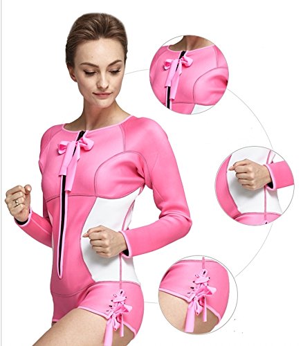 Mujer 2 mm Neopreno Wetsuit Traje de Neopreno Mono Manga Larga Traje de Surf Jumpsuit Surfing Suit Modesto (NO.2, Int'l S)