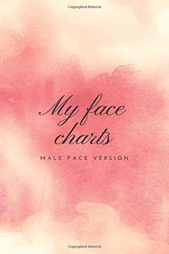 My face charts - male face version (pink cover) - makeup book for artists - faces of adults - book for both beginners and professionals - paper for drawing and coloring