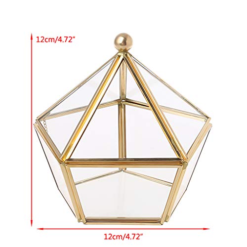 MYA - Caja de Joyas con Forma de pentágono, Transparente, joyero de Cristal, Color Dorado