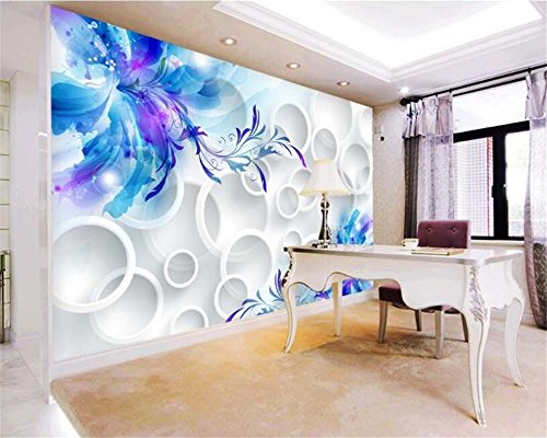 Mznm Foto Tapiz Personalizado Azucena Azul Pintura Murales Salón Tv Sofá Telón De Fondo 3D Sala De Decoración Del Hogar Moderno Wallpaper 280X200Cm
