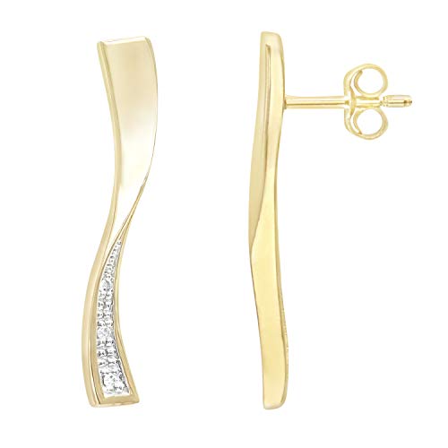 Naava Pendientes para Mujer de Oro Amarillo 9K con 6 Diamantes