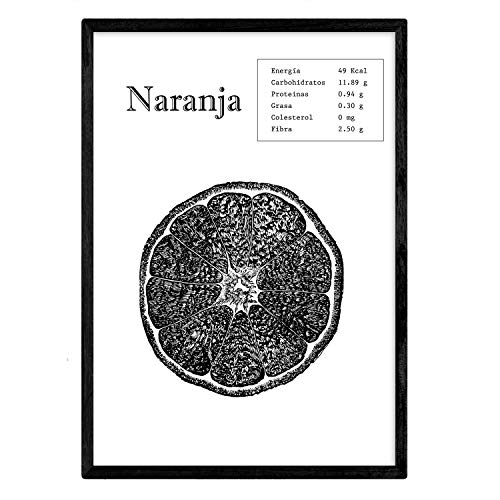 Nacnic Poster de Naranja. Láminas de Frutas y Verduras. Tamaño A4