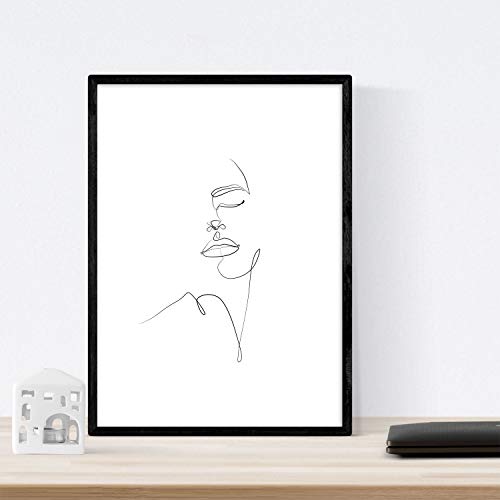 Nacnic Set de 2 láminas de Dibujos con un Solo Trazo Manos de Hombre y Rostro de Mujer. Posters con una Sola Linea. Tamaño A3 sin Marco