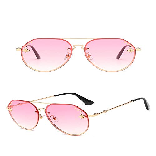 Nbrand Gafas de Sol de Gran tamaño Vintage Pilot Bee Metal Frame Uv400 Eyewear C2