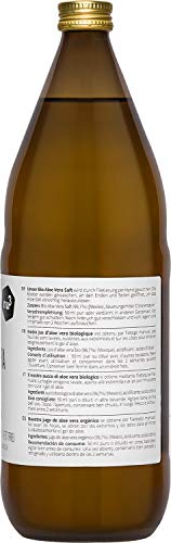 nu3 Zumo de Aloe Vera Orgánico - 1L en botella de cristal - Gel de aloe vera puro - Jugo de aloe vera 100% ecológico - Ideal para bebidas refrescantes - Detox, vegan, natural y sin diluir
